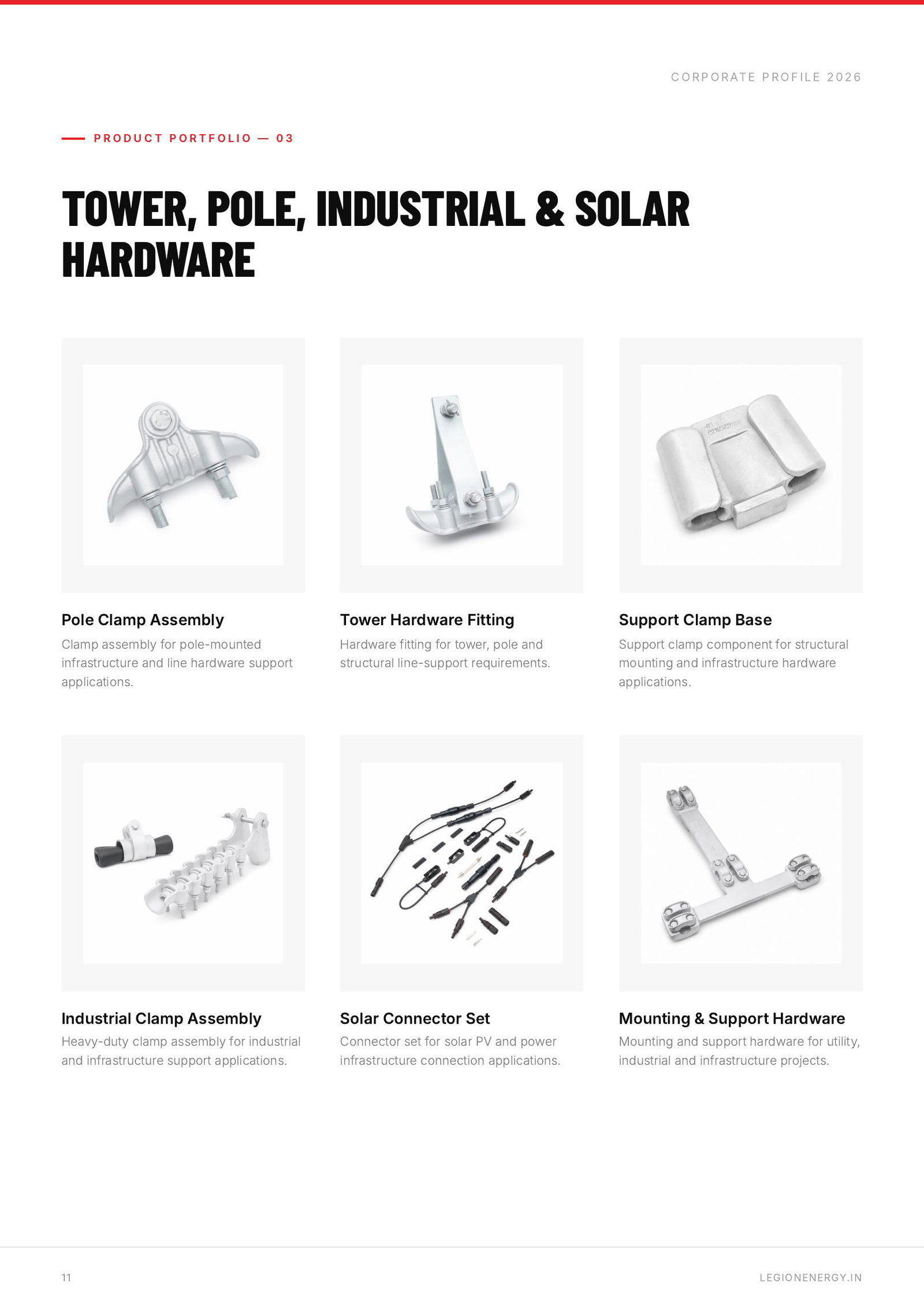 Legion Energy corporate brochure tower solar product grid page