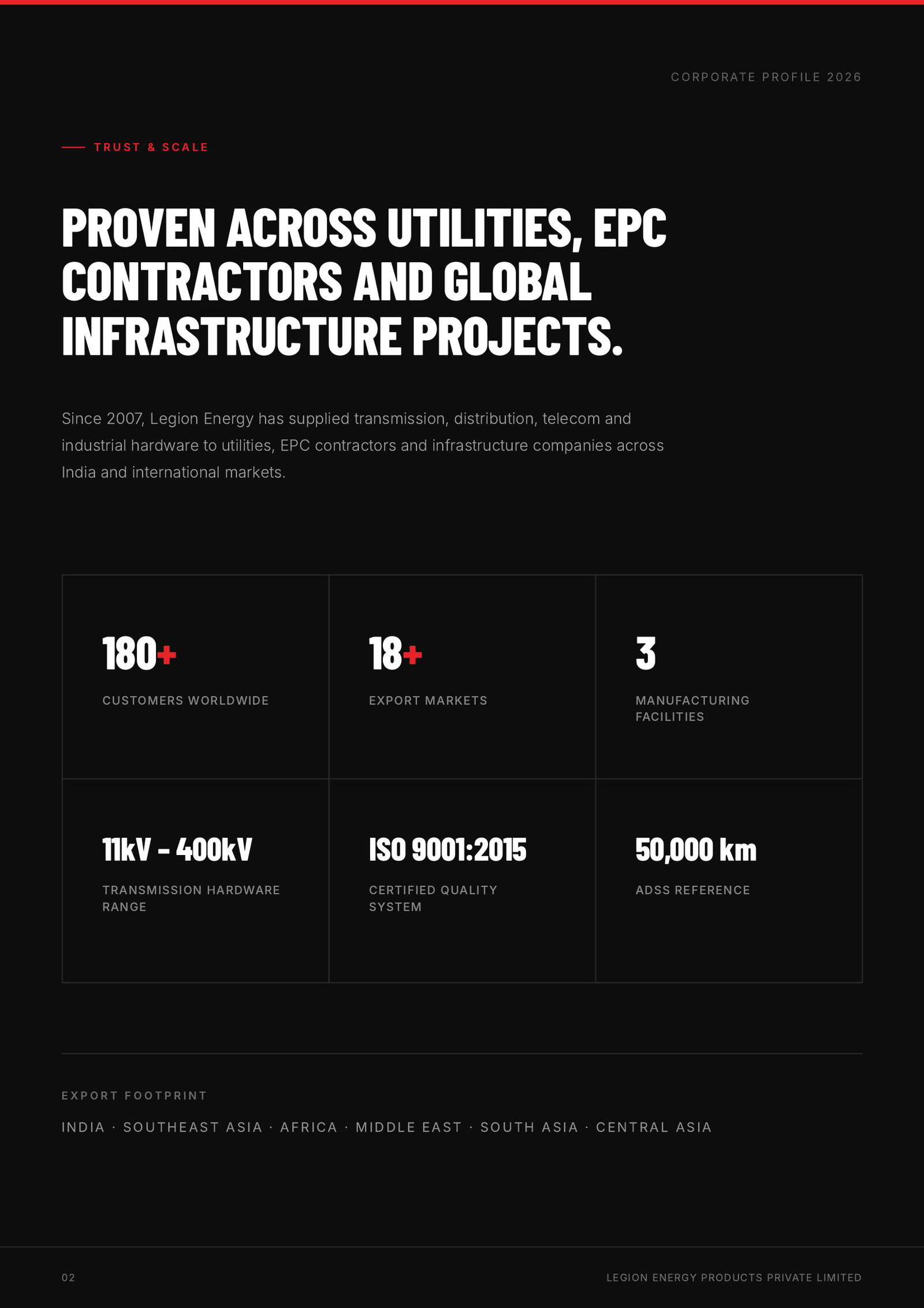 Legion Energy corporate brochure trust and scale page
