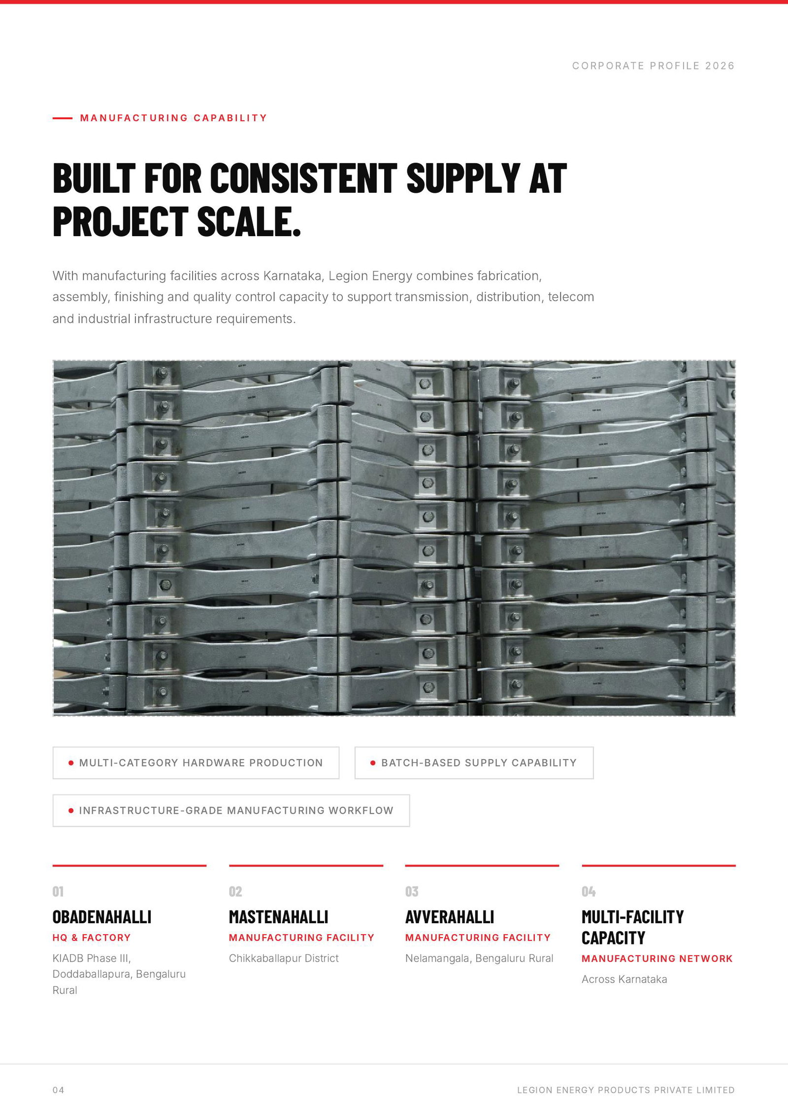 Legion Energy corporate brochure manufacturing capability page