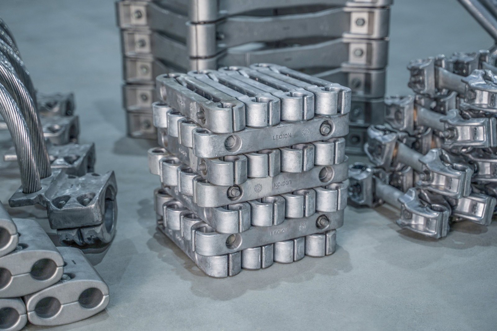 Legion Energy Products industrial components photographed inside a warehouse production environment