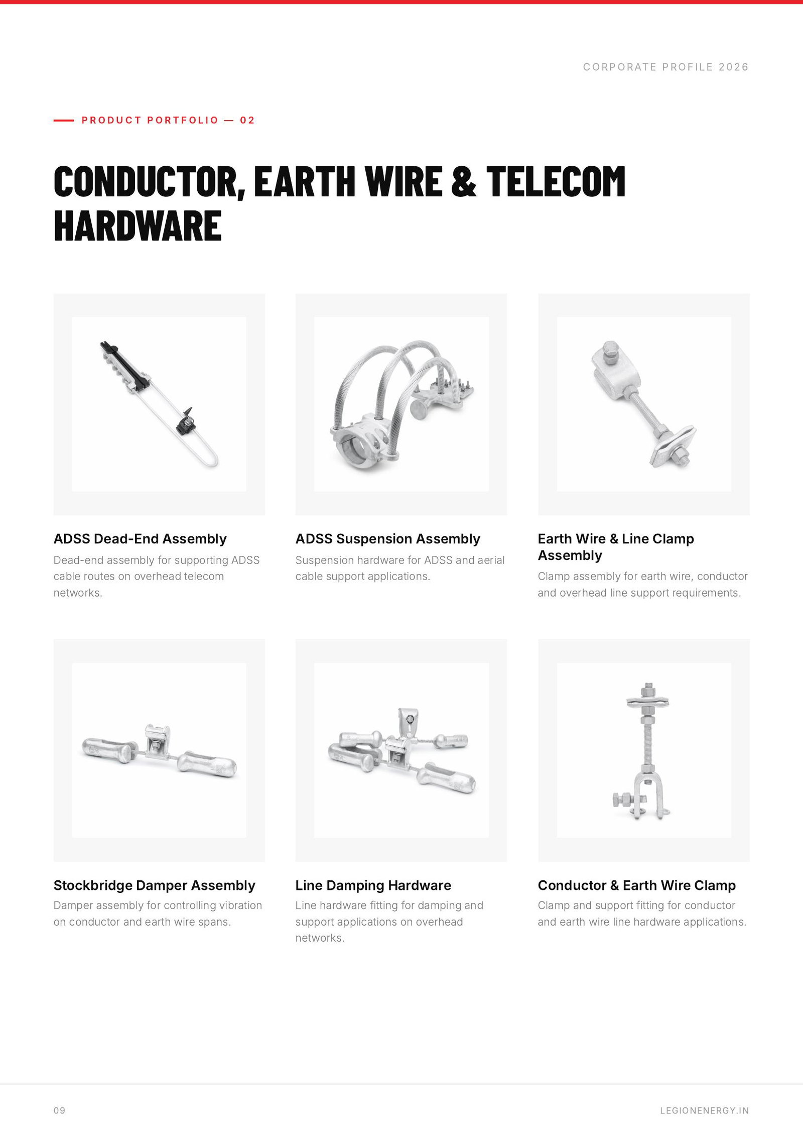 Legion Energy corporate brochure telecom product grid page